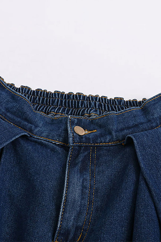 Vintage Denim Bomber Vest & Denim Slit Front Midi Skirt - Denim Set  Fibflx