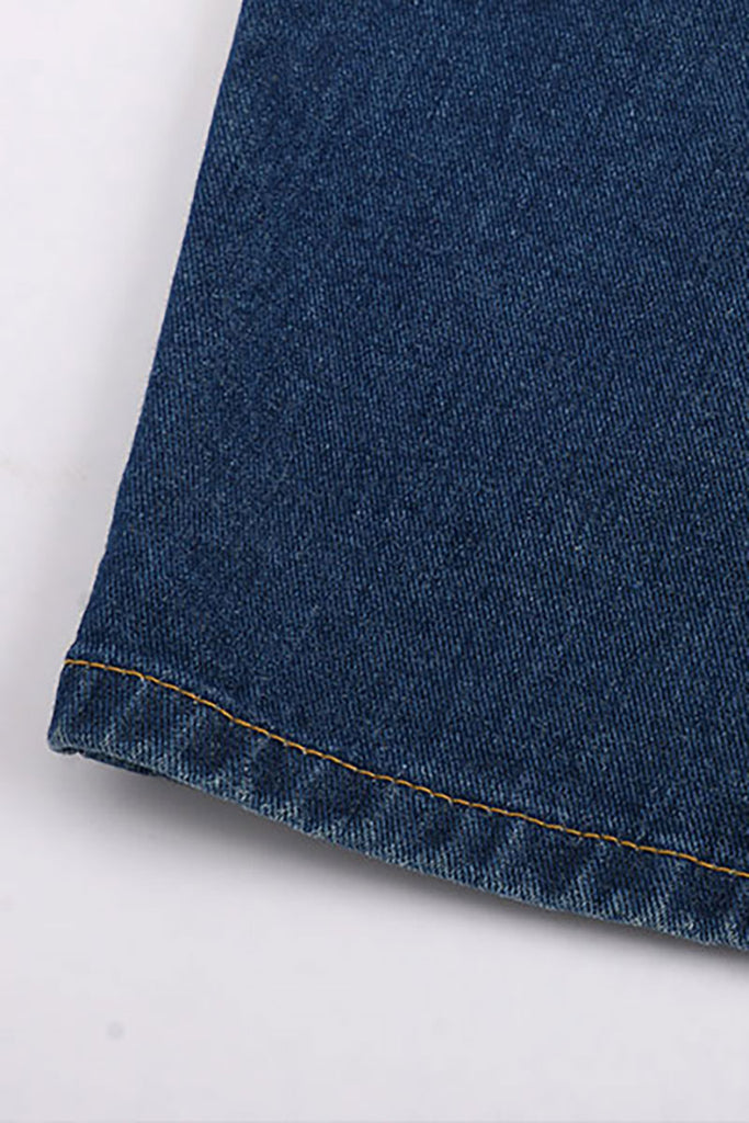 Vintage Denim Bomber Vest & Denim Slit Front Midi Skirt - Denim Set  Fibflx