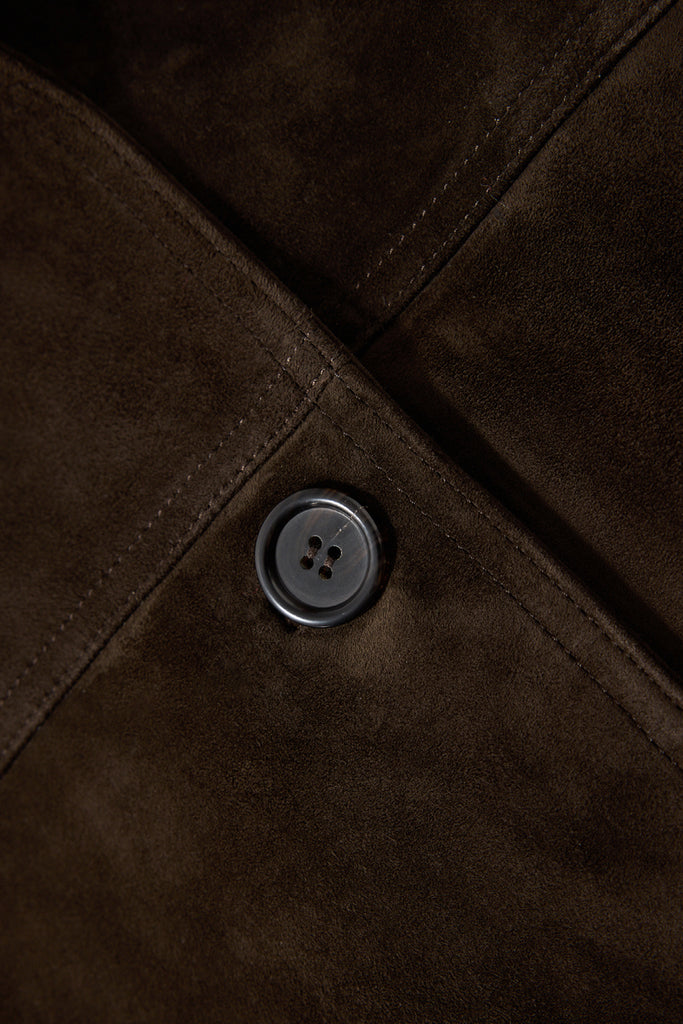 Vintage Suede Texture Button-Up Shirt Jacket  Fibflx