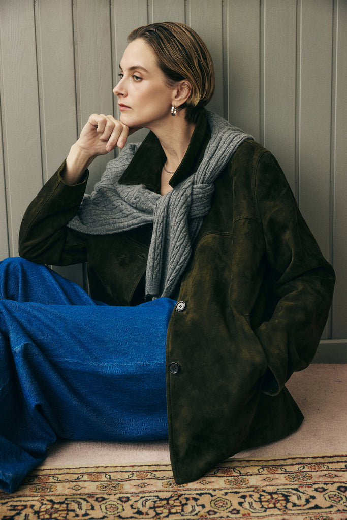 Vintage Suede Texture Button-Up Shirt Jacket  Fibflx