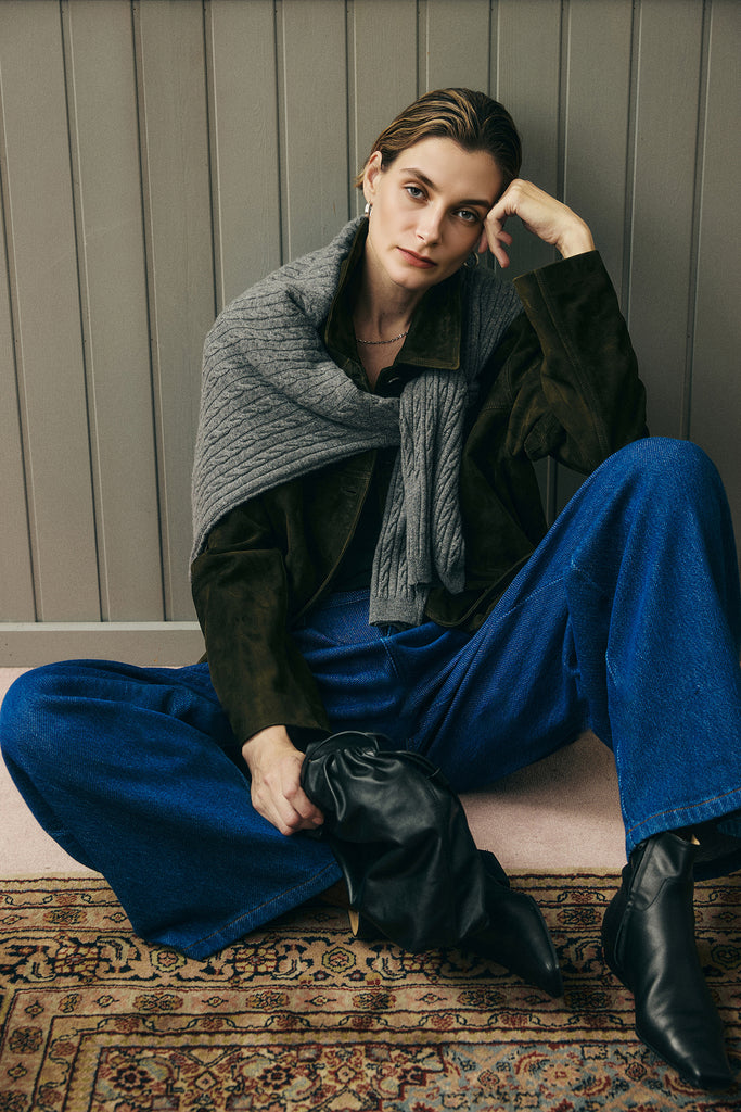 Vintage Suede Texture Button-Up Shirt Jacket  Fibflx