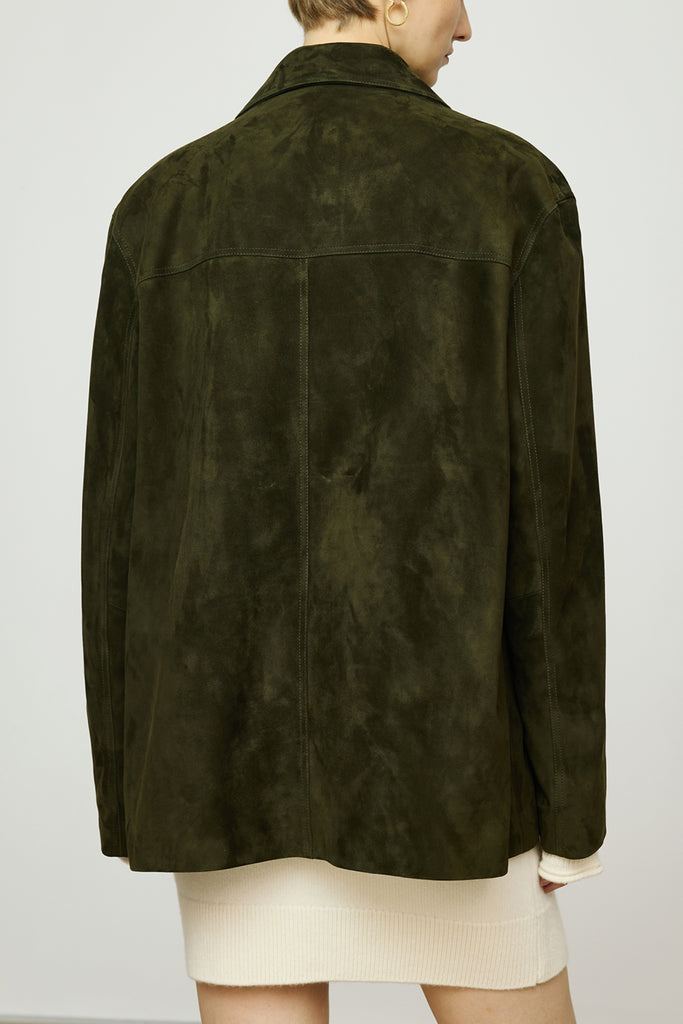 Vintage Suede Texture Button-Up Shirt Jacket  Fibflx