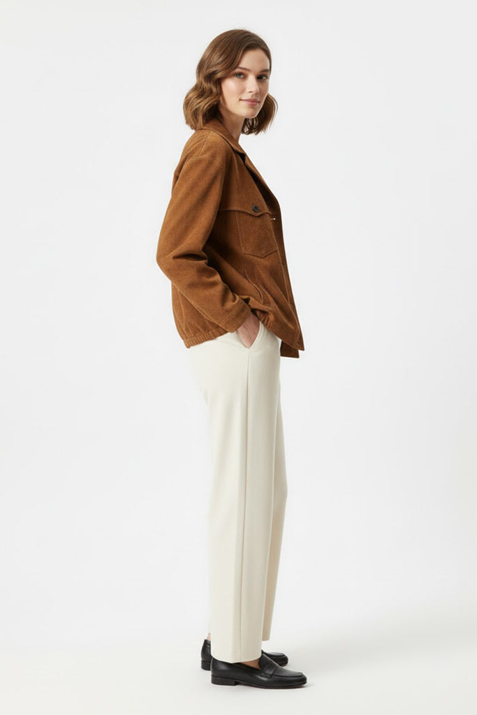 Vintage Goatskin Suede Trucker Jacket in Brown  Fibflx