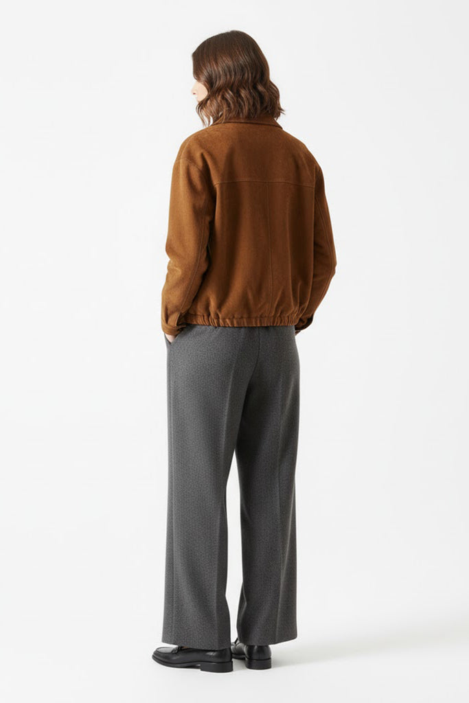 Vintage Goatskin Suede Trucker Jacket in Brown  Fibflx