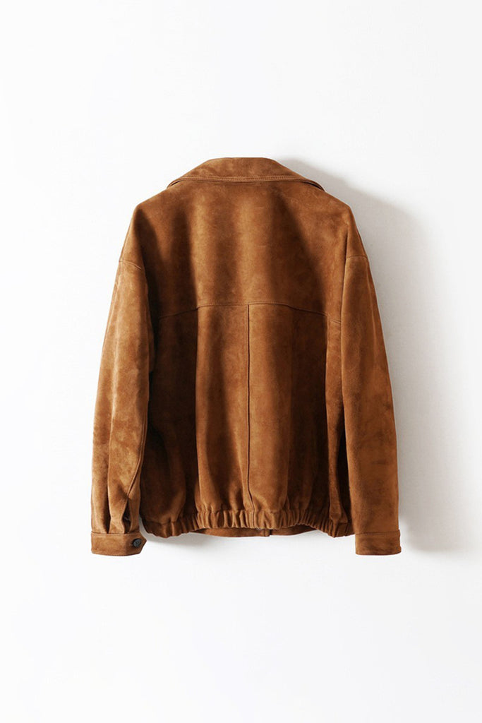Vintage Goatskin Suede Trucker Jacket in Brown  Fibflx
