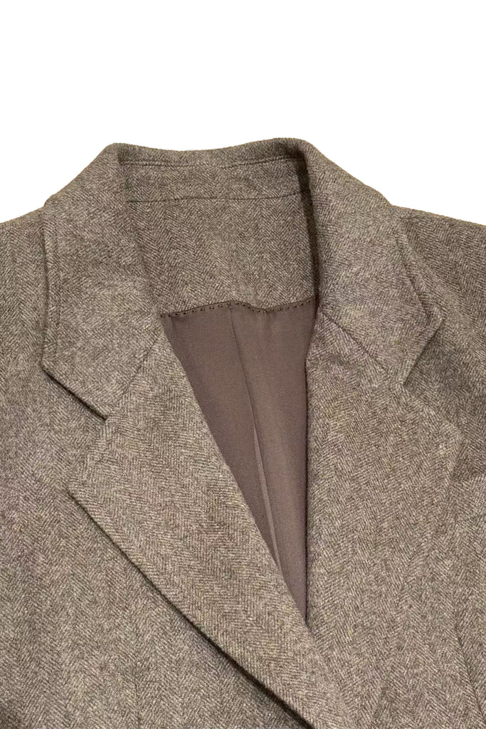 Vintage Herringbone Cashmere-Wool Blazer with Pockets  Fibflx