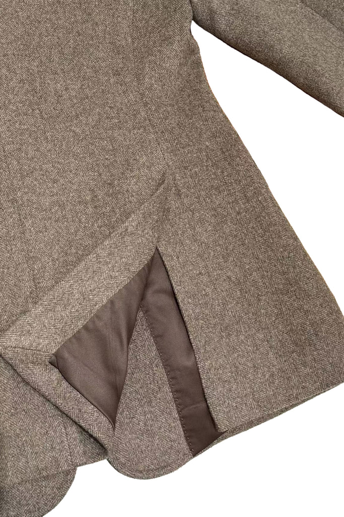 Vintage Herringbone Cashmere-Wool Blazer with Pockets  Fibflx