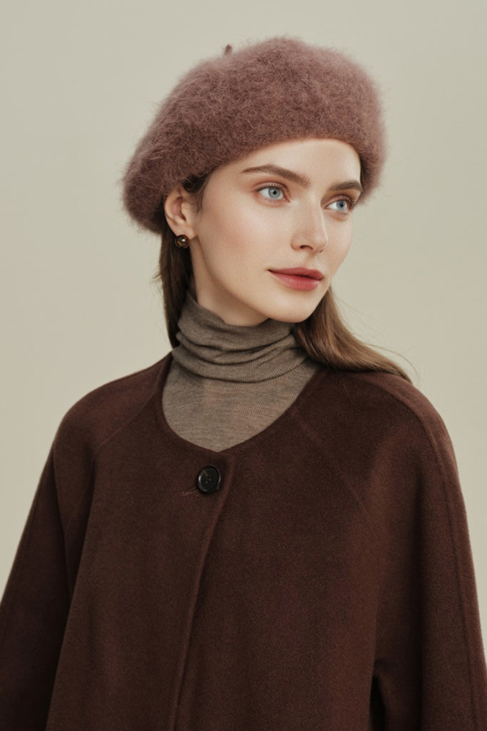 Vintage-inspired Cashmere French Beret Hat  Fibflx