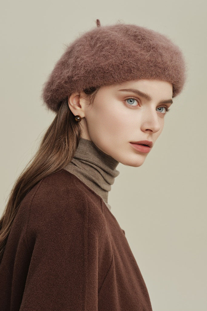 Vintage-inspired Cashmere French Beret Hat  Fibflx