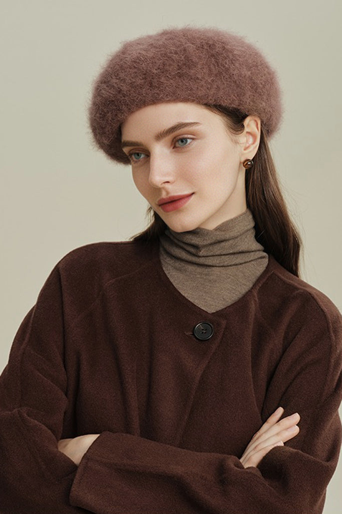 Vintage-inspired Cashmere French Beret Hat  Fibflx