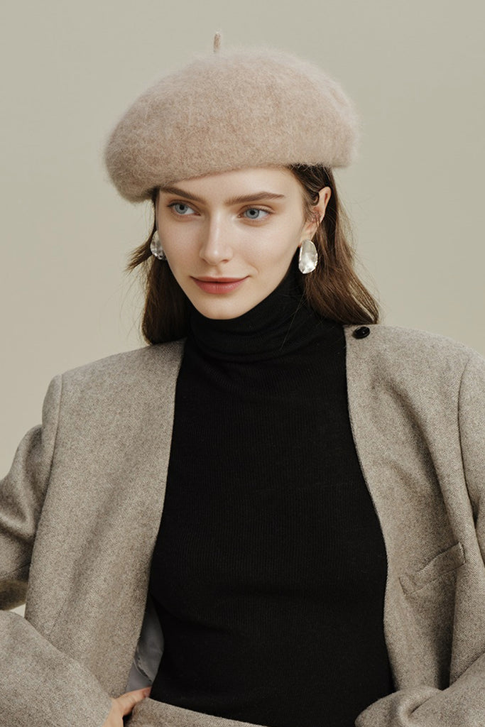 Vintage-inspired Cashmere French Beret Hat  Fibflx