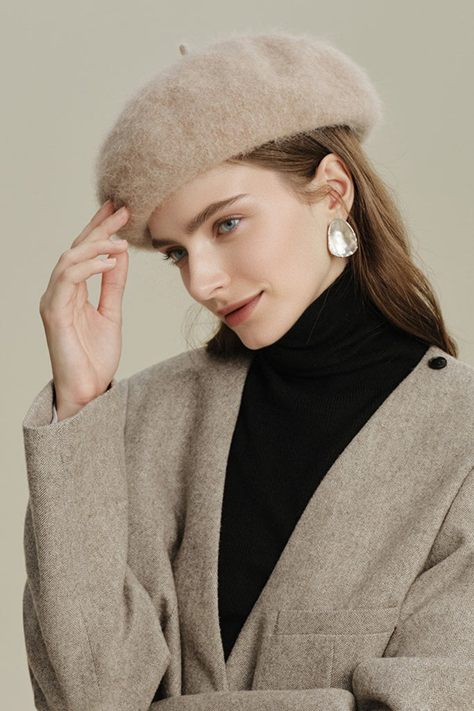 Vintage-inspired Cashmere French Beret Hat  Fibflx