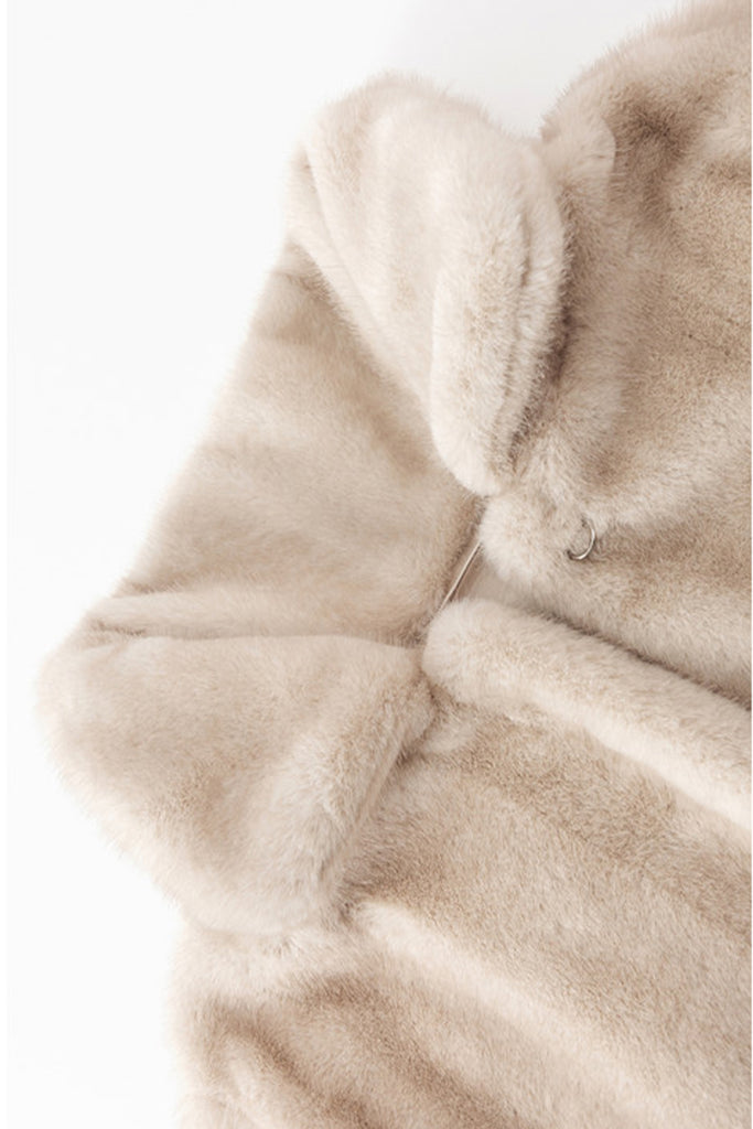 Vintage Vertical Faux Mink Fur Longline Coat  Fibflx