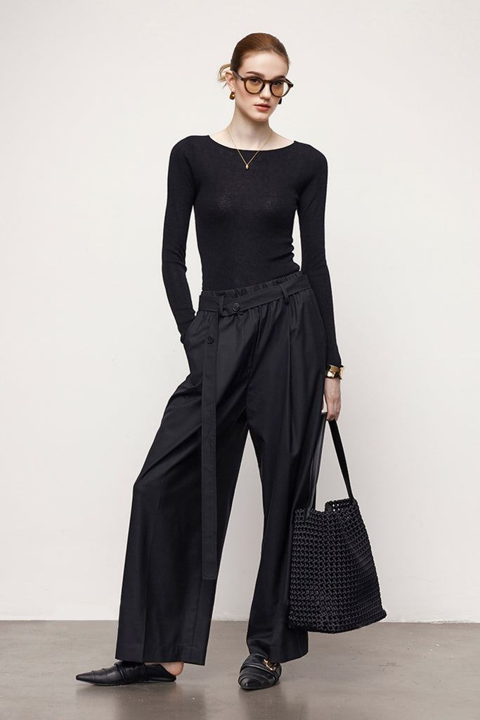 Washable Cashmere-Silk Fine-Knit Boatneck Sweater  Fibflx