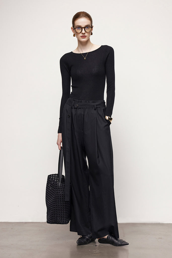 Washable Cashmere-Silk Fine-Knit Boatneck Sweater  Fibflx