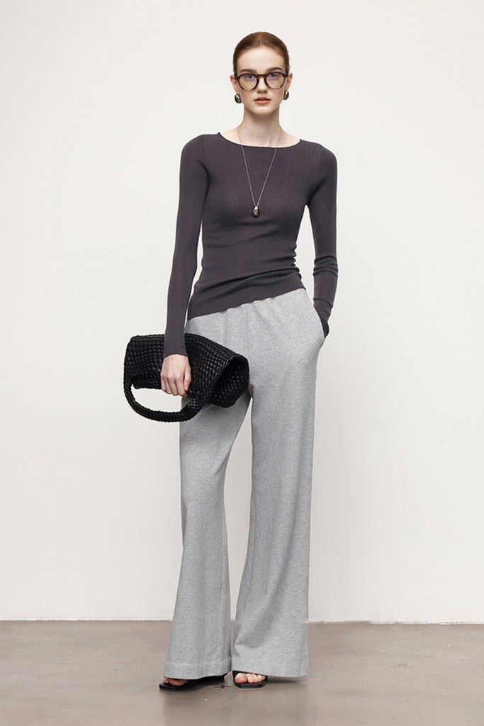 Washable Cashmere-Silk Fine-Knit Boatneck Sweater  Fibflx