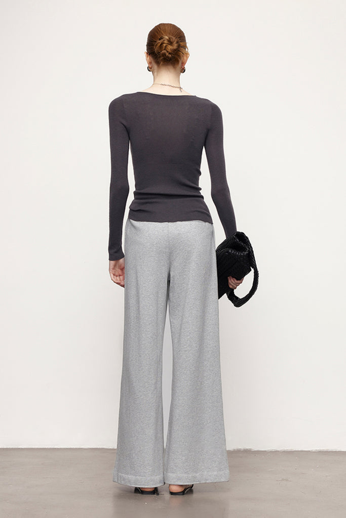 Washable Cashmere-Silk Fine-Knit Boatneck Sweater  Fibflx