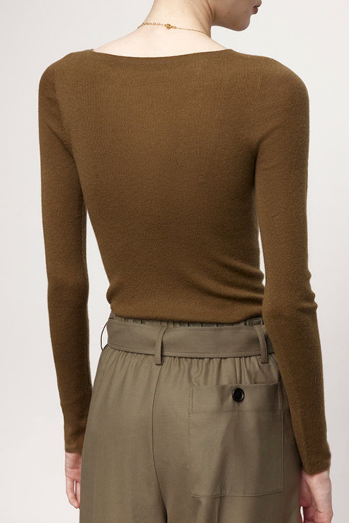 Washable Cashmere-Silk Fine-Knit Boatneck Sweater  Fibflx