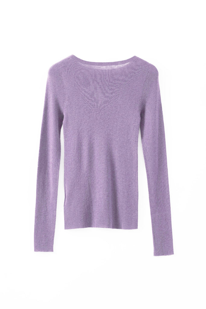 Washable Cashmere-Silk Fine-Knit Boatneck Sweater Lilac Purple / L Fibflx