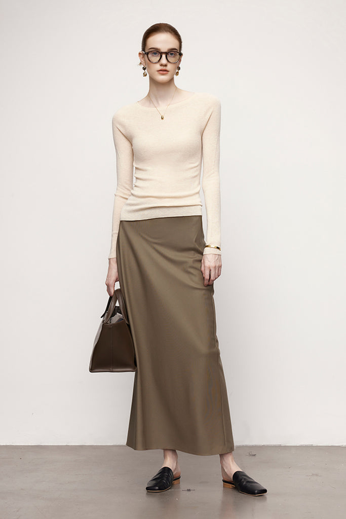 Washable Cashmere-Silk Fine-Knit Boatneck Sweater  Fibflx