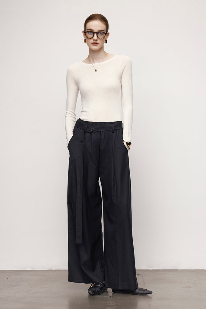 Washable Cashmere-Silk Fine-Knit Boatneck Sweater  Fibflx