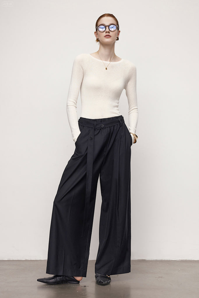 Washable Cashmere-Silk Fine-Knit Boatneck Sweater  Fibflx