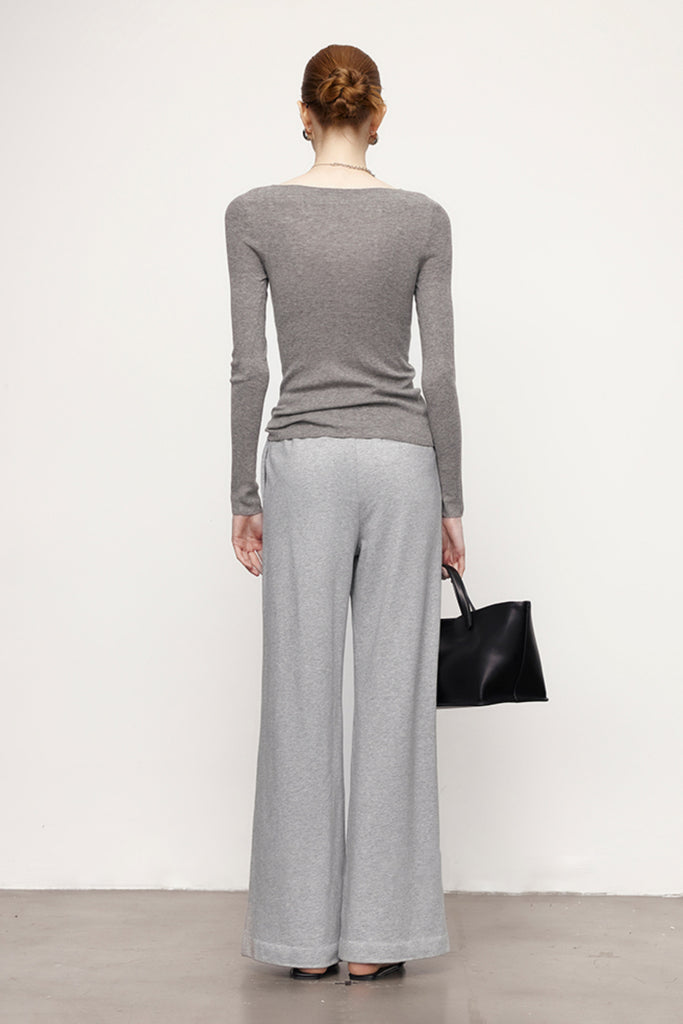 Washable Cashmere-Silk Fine-Knit Boatneck Sweater  Fibflx