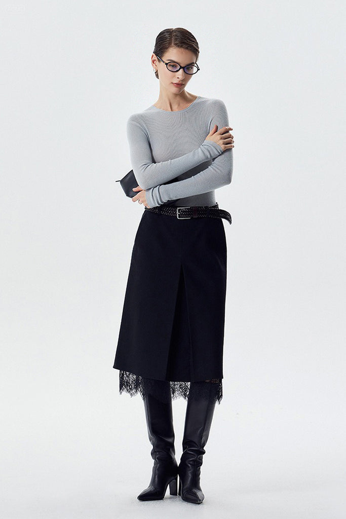Washable Cashmere-Silk Fine-Knit Crewneck Base Layer - Fibflx
