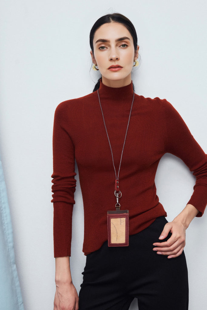 Washable Cashmere-Silk Fine-Knit Mock Neck Sweater  Fibflx