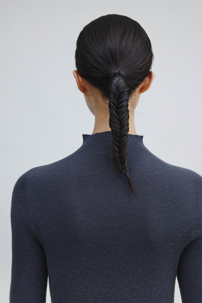 Washable Cashmere-Silk Fine-Knit Mock Neck Sweater  Fibflx