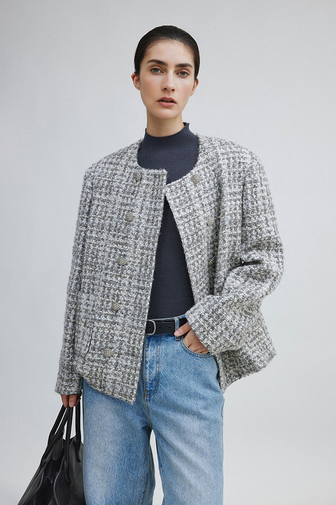 Washable Cashmere-Silk Fine-Knit Mock Neck Sweater  Fibflx