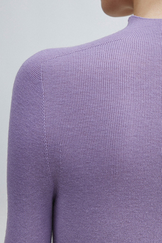 Washable Cashmere-Silk Fine-Knit Mock Neck Sweater  Fibflx