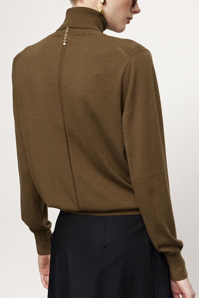 Washable Cashmere-Silk Fine-Knit Turtleneck Sweater  Fibflx