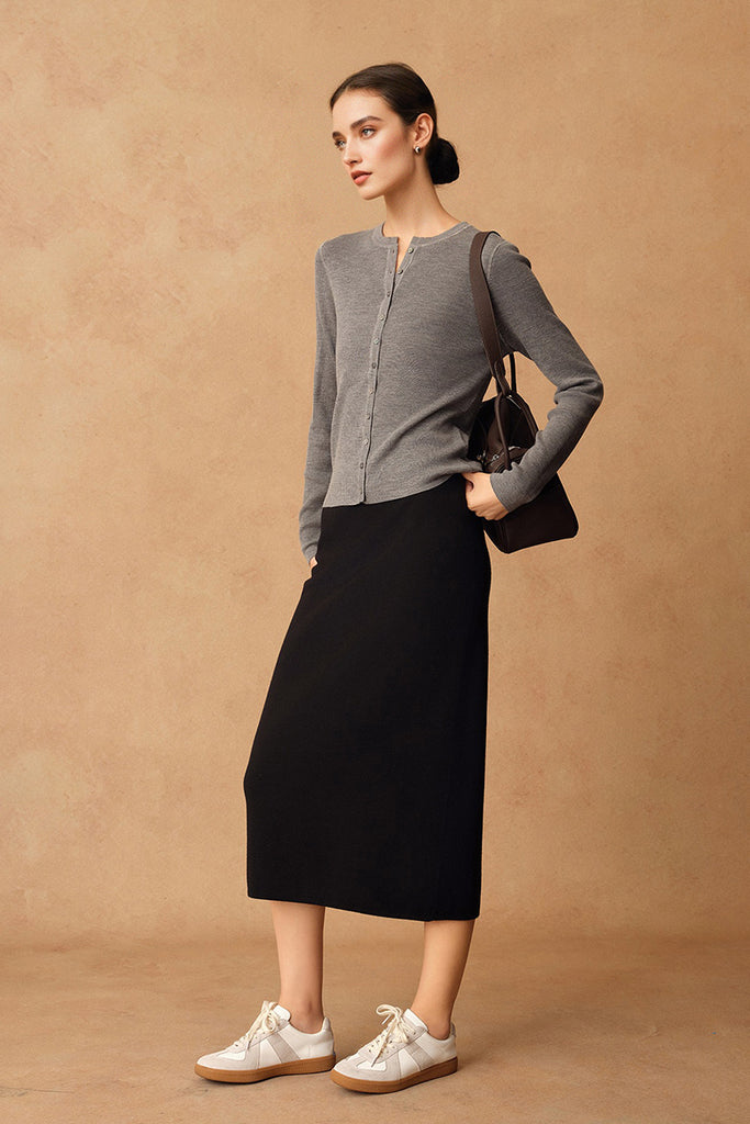 Washable Merino Wool Button Up Cardigan Sweater  Fibflx