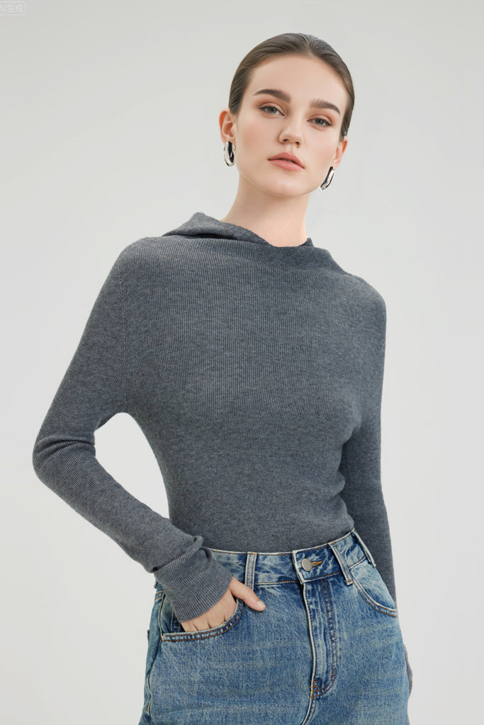 Washable Merino Wool Seamless Knit Sweater Hoodie Ash Grey / M Fibflx