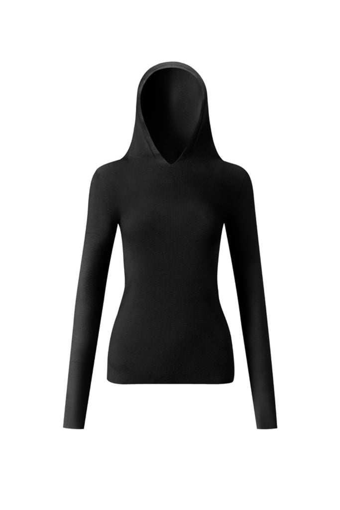 Washable Merino Wool Seamless Knit Sweater Hoodie  Fibflx