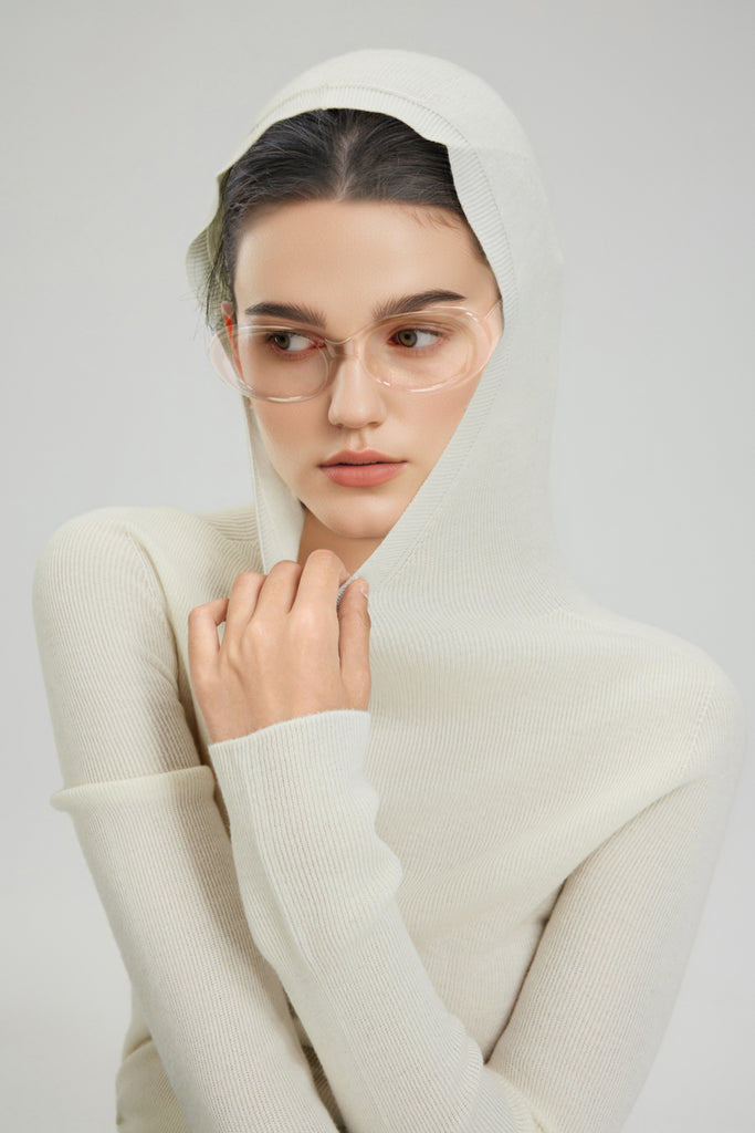 Washable Merino Wool Seamless Knit Sweater Hoodie  Fibflx