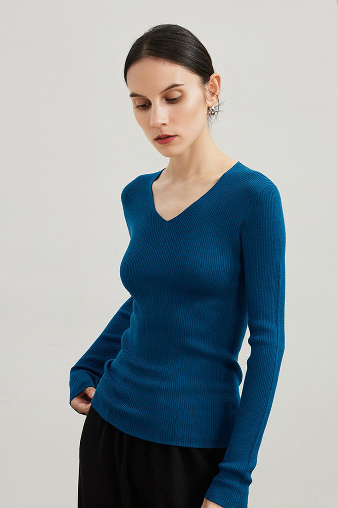 Washable Merino Wool V-Neck Base Layer  Fibflx