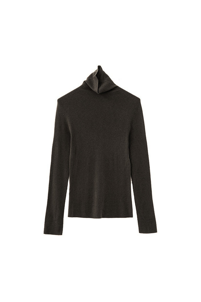 Washable Seamless Cashmere-Silk Turtleneck Sweater Ash Olive / L Fibflx