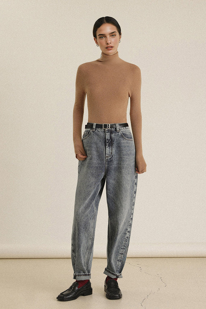 Washable Seamless Cashmere-Silk Turtleneck Sweater  Fibflx