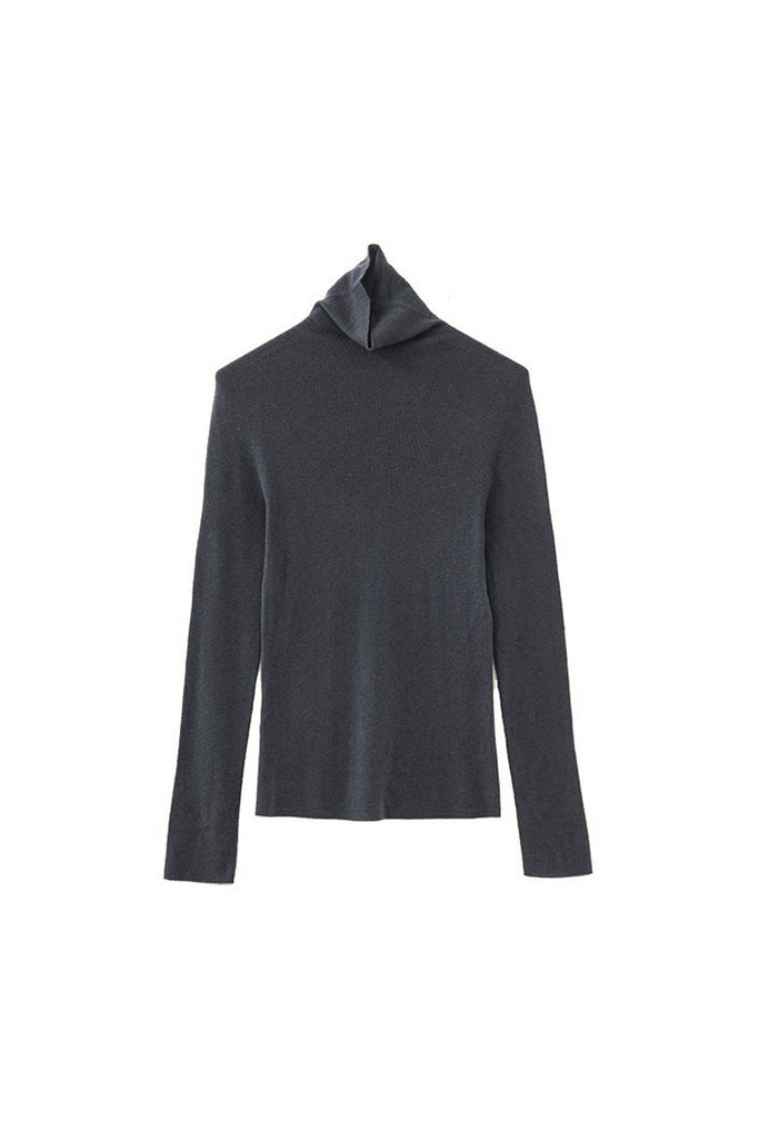 Washable Seamless Cashmere-Silk Turtleneck Sweater Heather Dark Grey / L Fibflx