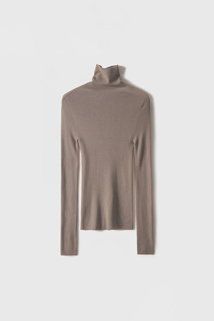 Washable Seamless Cashmere-Silk Turtleneck Sweater Milktea / L Fibflx