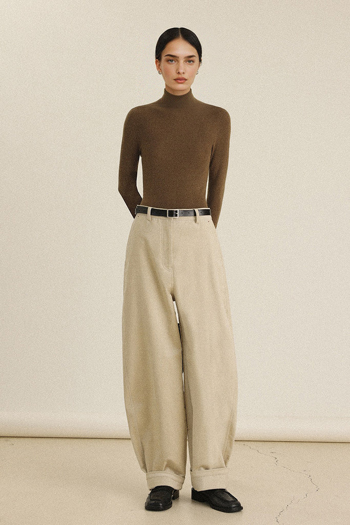 Washable Seamless Cashmere-Silk Turtleneck Sweater  Fibflx