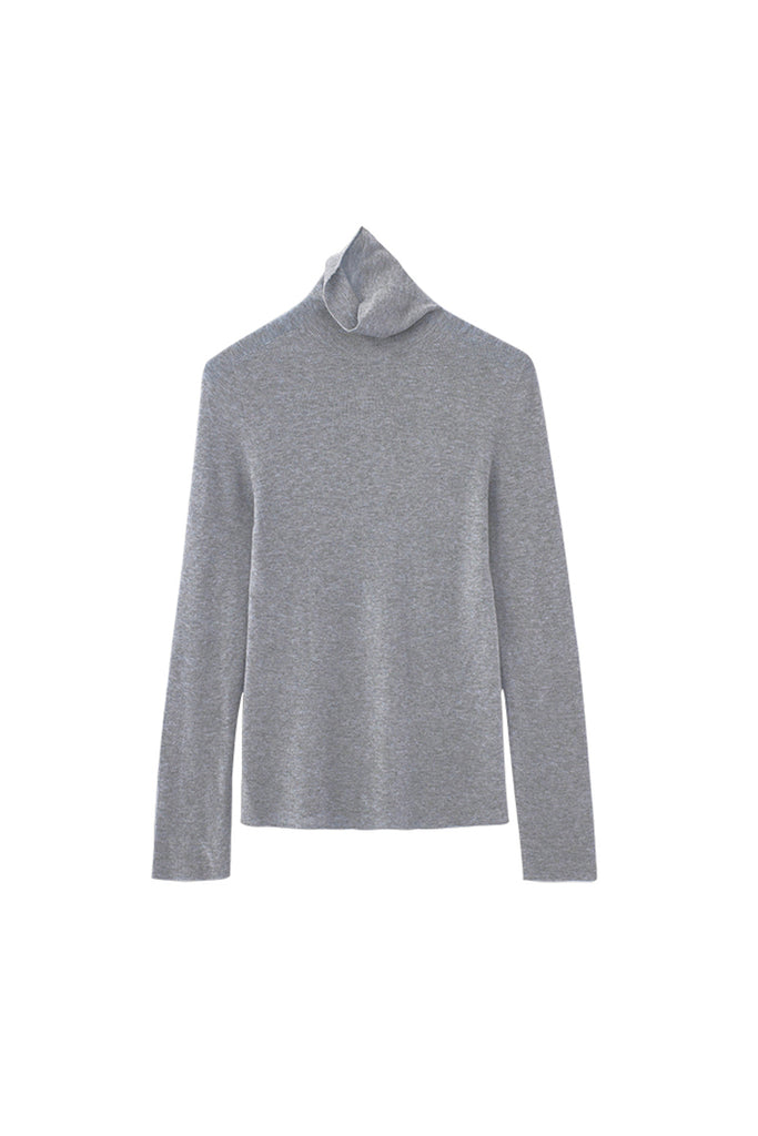Washable Seamless Cashmere-Silk Turtleneck Sweater Slate Grey / L Fibflx