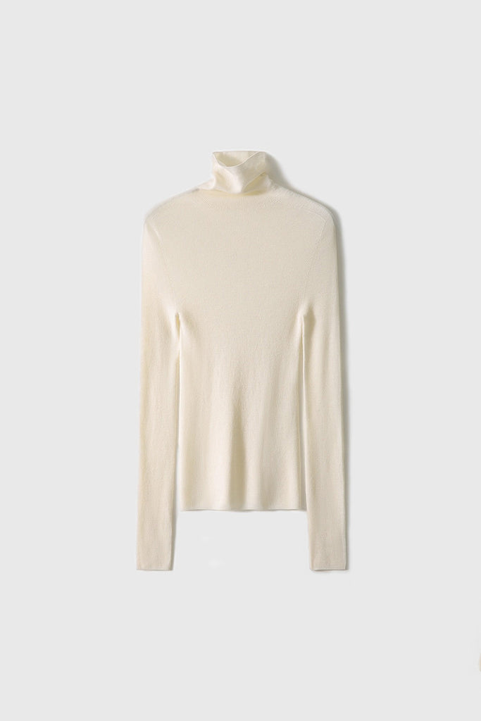Washable Seamless Cashmere-Silk Turtleneck Sweater  Fibflx