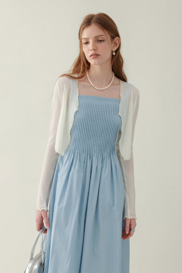 White Flowy Open-Front Cropped Cardigan - Fibflx