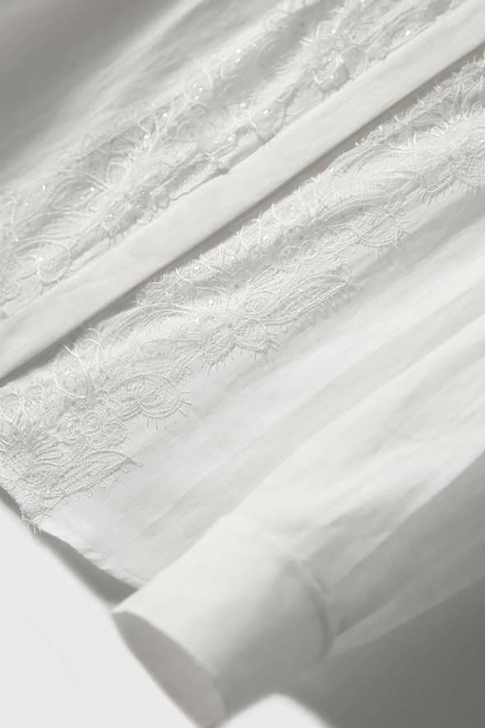 White Linen Embroidery Shirt  Fibflx