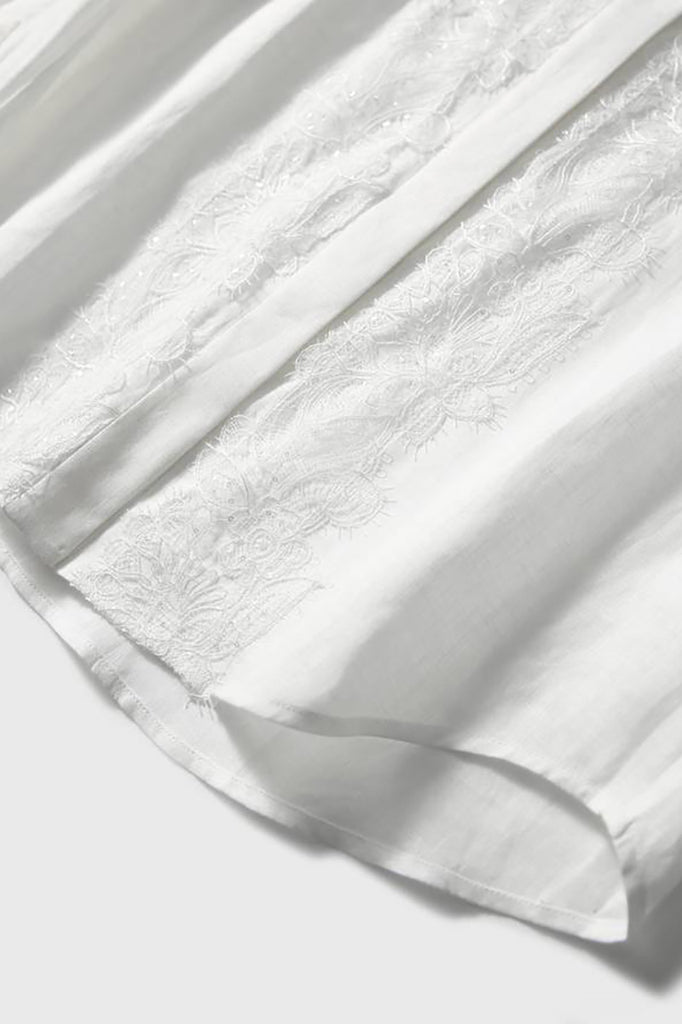 White Linen Embroidery Shirt  Fibflx