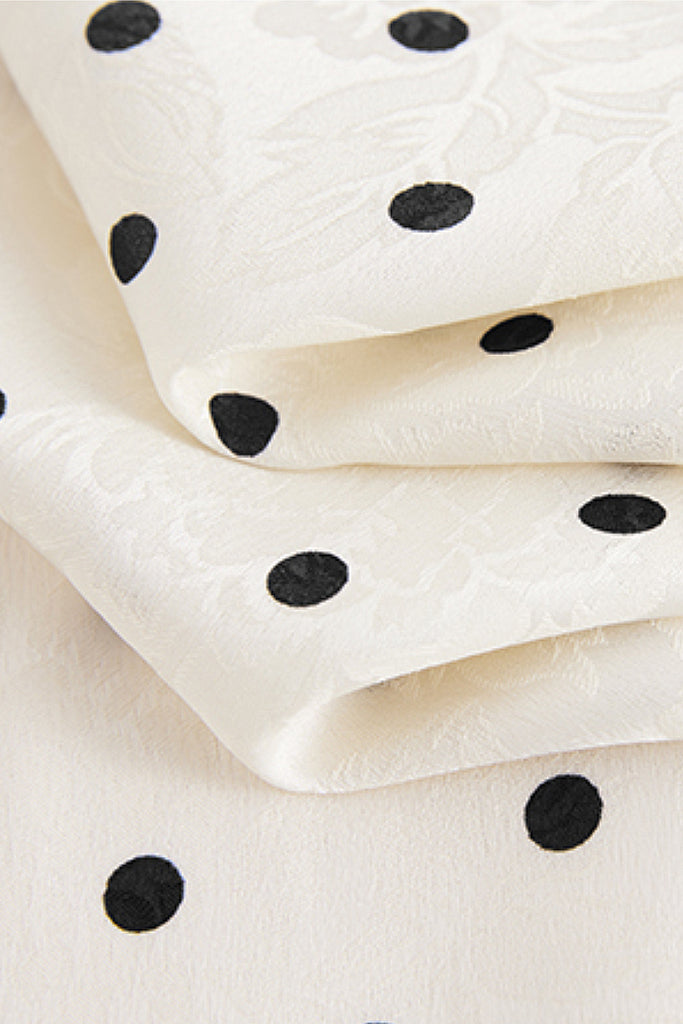 White Polka-Dot Midi Dress  Fibflx