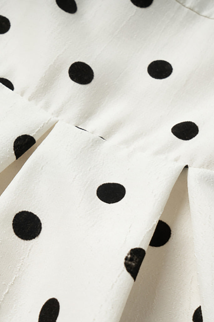White Polka-Dot Spaghetti-Strap Midi Dress  Fibflx